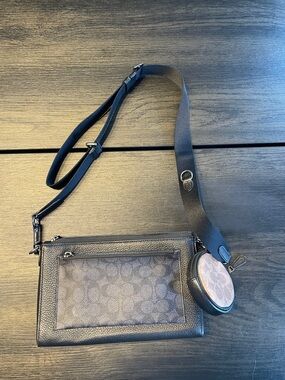 Coach Brown Signature Crossbody with Coin Pouch